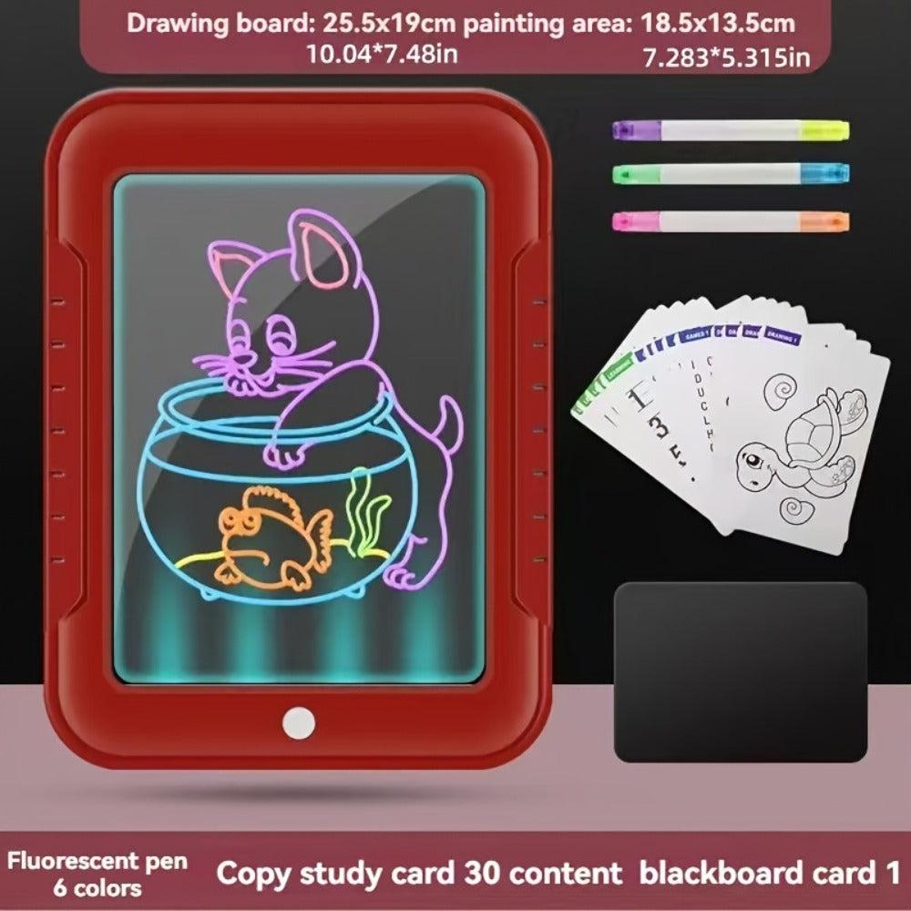 Light Up Drawing Board for Kids LED Doodle Art Set with Colorful Markers & 30 Cards Ages 3-8 – Battery-Powered Glow Writing Board | Birthday Christmas Travel Activity Gift for Boys & Girls
