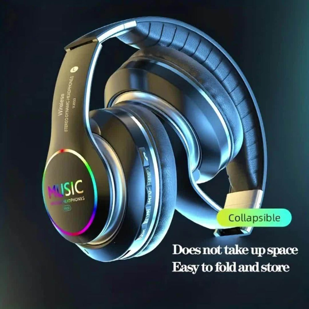 Wireless Headphones Deep Bass Foldable Lightweight Built-in Mic 3.5mm Wired Stereo Sound Type-C Charging for Travel Work Laptop iOS Android Red White
