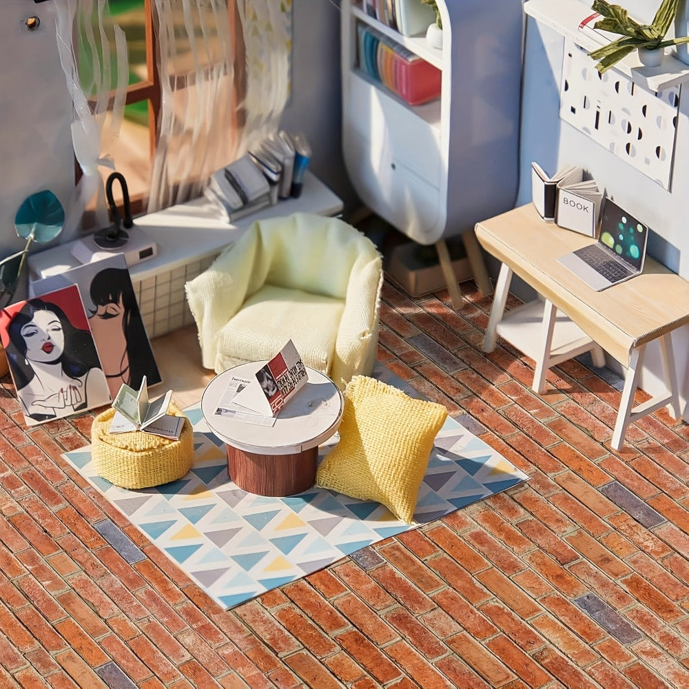 12-Sheet Peel-and-Stick Dollhouse Wallpaper, Red Brick, 1:12 Scale