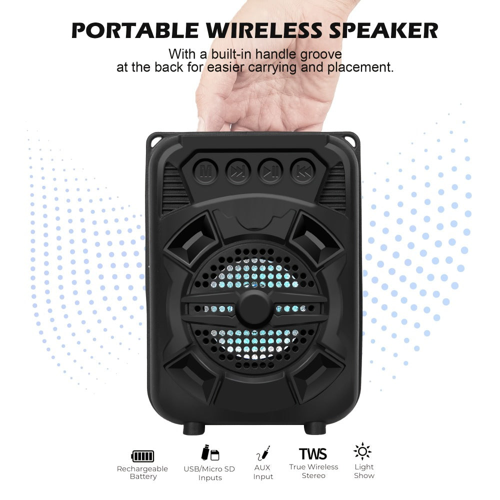 LED Light Portable Wireless Bluetooth Speaker Extra Bass Stereo Sound 10 Hours Playtime Compact Speaker for Shower Outdoor Beach Home Party Compatible with Smartphones Tablets Gifts for Men Women
