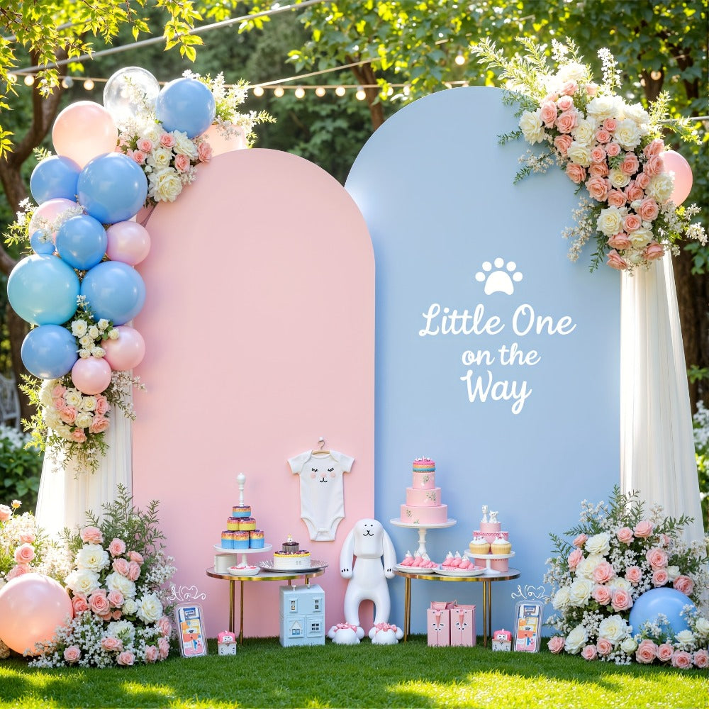 Spandex Arch Backdrop 2 Pack 6Ft x 6.6Ft Wrinkle-Free Stretch Photography Background with Bottom Zipper, Polyester Arched Cover Photo Prop for Wedding, Party, Gender Reveal & Birthday Decoration