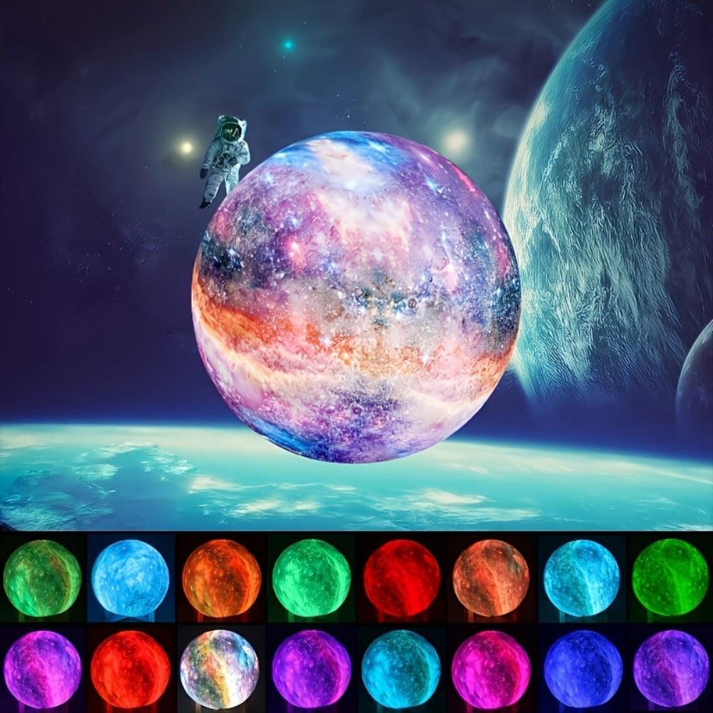 3D Moon Lamp 16 Colors LED Night Light with Remote Control USB Powered Solid Wood Stand 16 Inch Colorful Ball Galaxy Lamp for Bedroom Home Decor Unique Birthday Gift Kids Adults