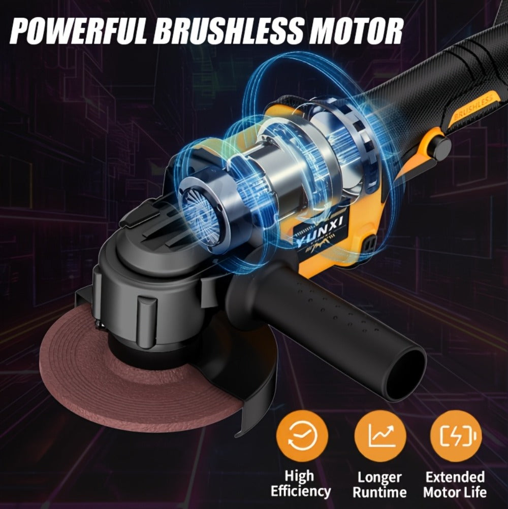 Cordless Angle Grinder - Rechargeable Polishing Machine with Lithium-Ion Battery, Fast Charger & Complete Accessories Kit, Variable Speed for Cutting, Grinding, Polishing & Sanding, Multi-Use Power Tool