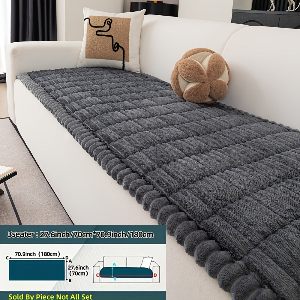 Sofa Cushion Cover Plush Velvet Washable Seat Pad Wavy Edge Soft Kapok Filling for Couch Loveseat 1 2 3 4 Seater — Easy Install Home Decor Protection