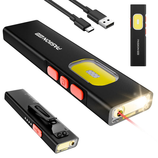 Rechargeable EDC Flashlight with UV, Infrared, COB Light & Magnetic Tail