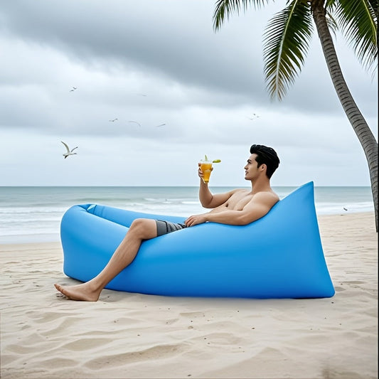 Inflatable Air Lounger with Carry Bag, Pump-Free Outdoor Sofa in Six Colors