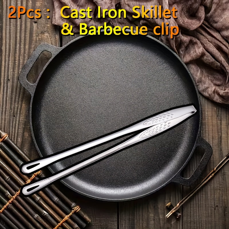 Pre-Seasoned Cast Iron Skillet Set 2 & 3 Piece – Non-Stick Durable Even-Heating Pan for Pizza, BBQ & Pancakes | Oven, Stovetop, Grill & Campfire Safe Versatile Home & Outdoor Cooking Cookware