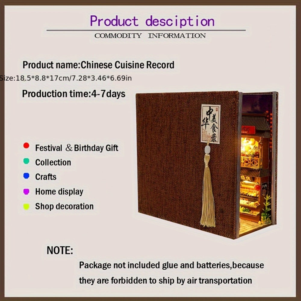 Chinese Food Street Book Nook Kit with 3D Wooden Puzzle Scene