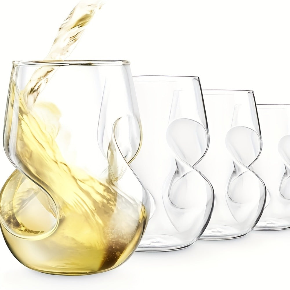 Geometric Twisted Cocktail Glasses 4 or 8 Pack – 400ml Wide Mouth BPA-Free Borosilicate Glass – Festive Drinkware for Whiskey, Beer & Tea – Thanksgiving, Christmas, New Year & Oktoberfest