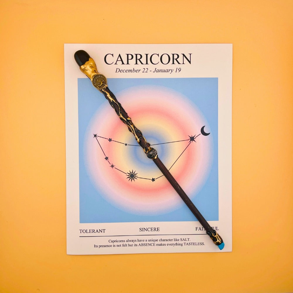 Zodiac Crystal Magic Wand Handmade with Gift Box – All 12 Signs Cosplay Scepter Witch Wand for Halloween, Christmas, Valentine's Day & Birthday Gift, Astrology Lover Gift for Her