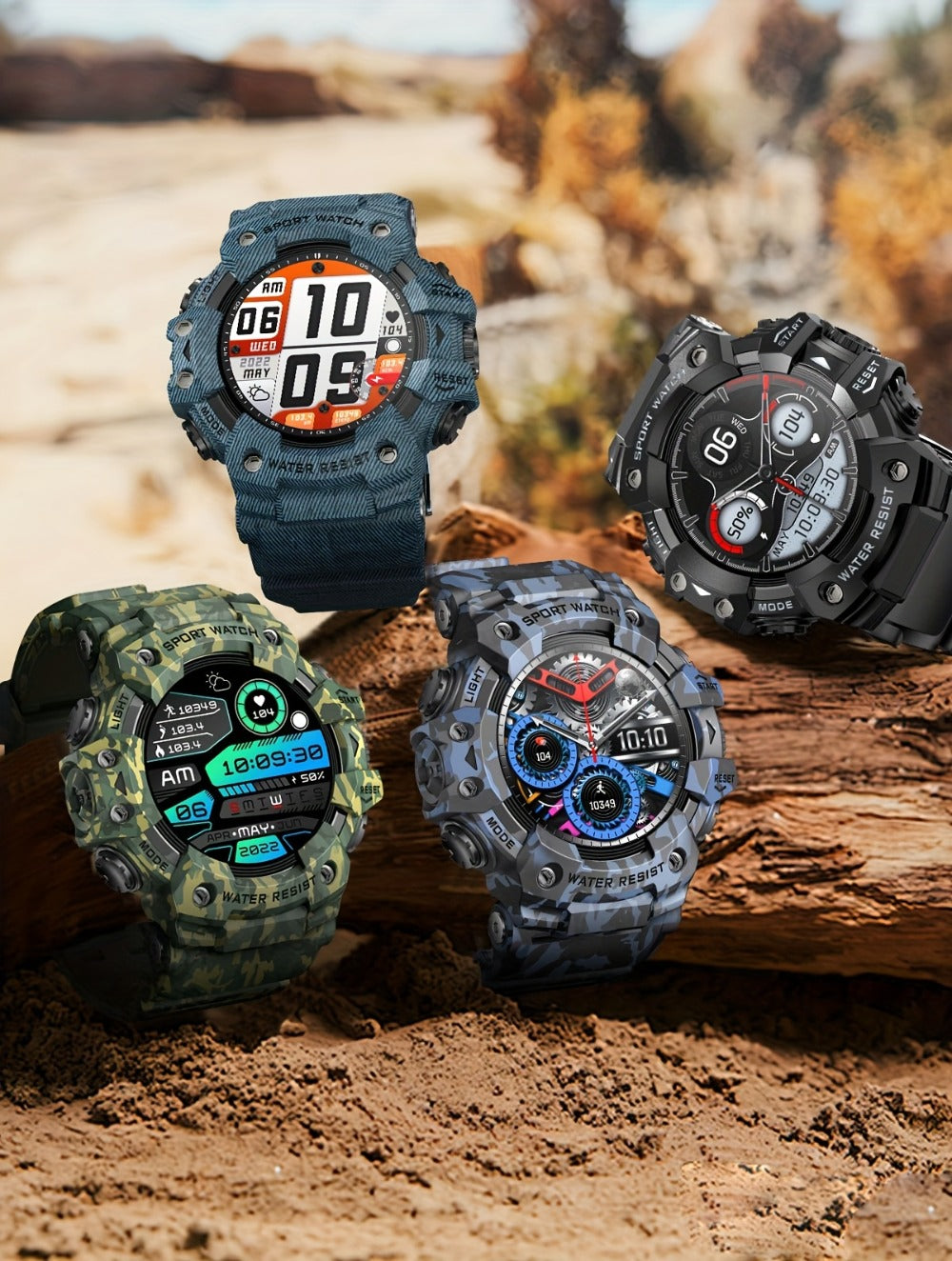 Tactical Smartwatch for Men, LED Flashlight & SOS Emergency, 1.32" TFT Screen, Bluetooth Calling, 100+ Sport Modes, Heart Rate SpO2 Sleep Tracker, Camouflage & Matte Colors – iPhone & Android Compatible