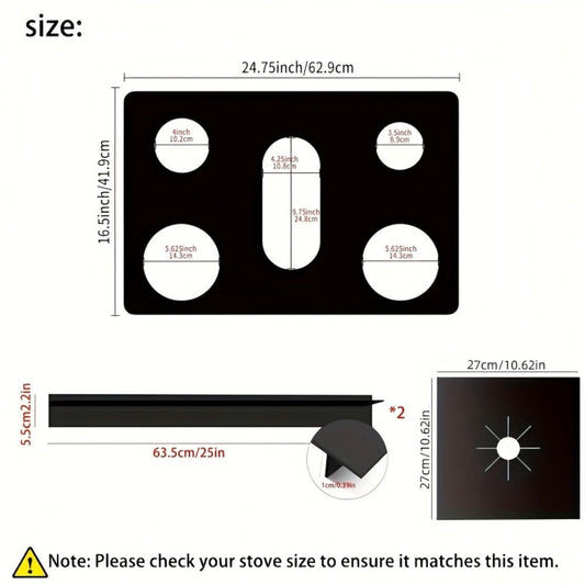Gas Stove Burner Cover Mat, 5-Hole Nonstick Design, 16.5 × 24.75 Inches
