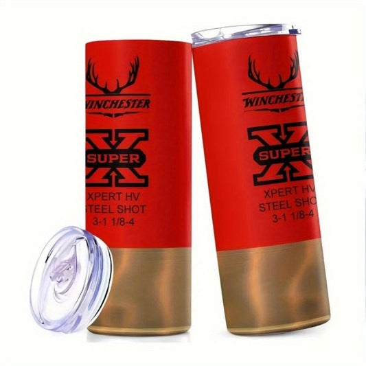 Insulated Hunting Tumbler, 20 oz Antler and Bullet Design with Lid and Straw