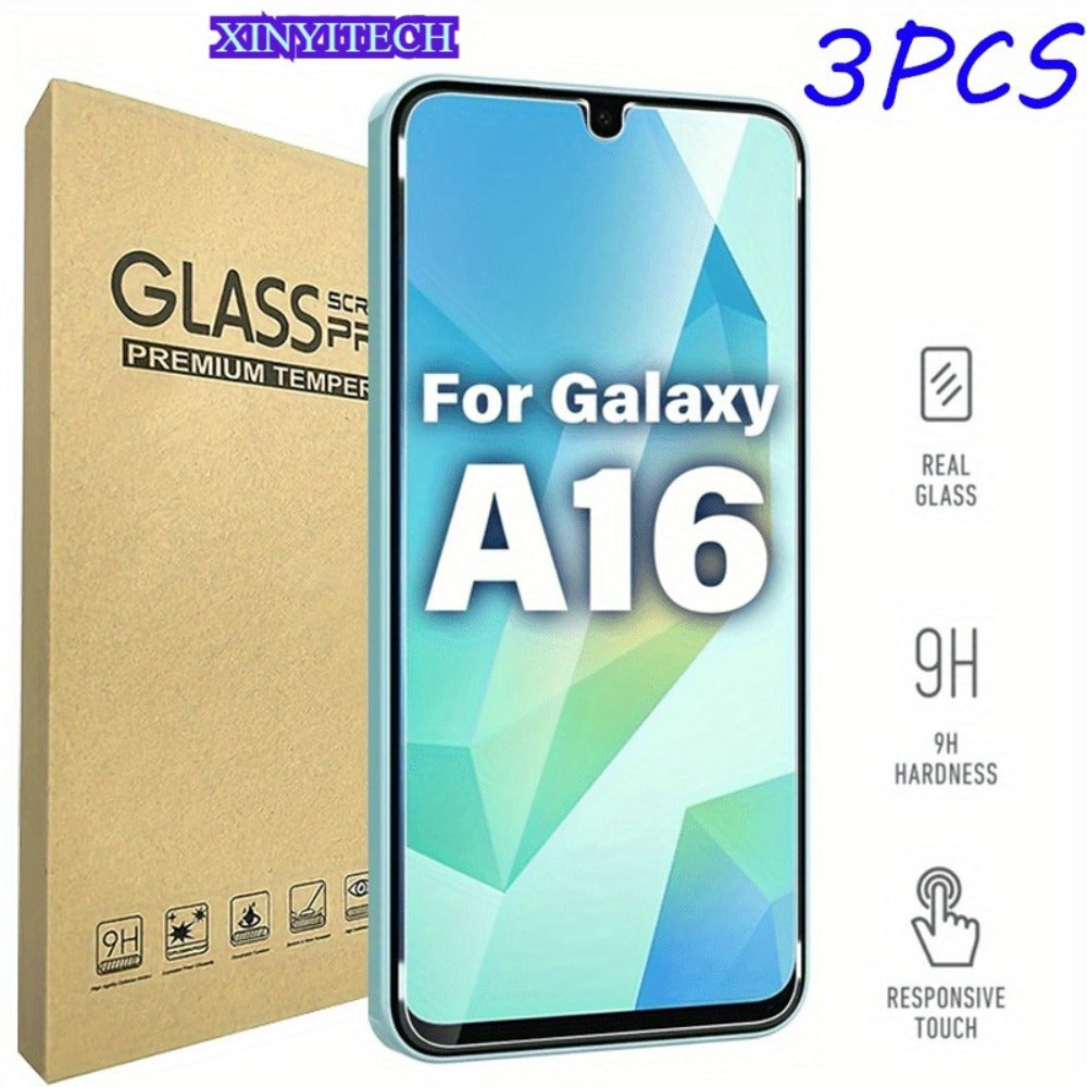 Tempered Glass Screen Protector for Samsung Galaxy A16 5G 3-Pack – HD Clear, Bubble-Free, Anti-Scratch, Precision Fit, Easy Install, Value Pack for Galaxy A16 5G