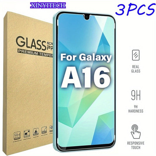 Tempered Glass Screen Protector for Samsung Galaxy A16 5G 3-Pack – HD Clear, Bubble-Free, Anti-Scratch, Precision Fit, Easy Install, Value Pack for Galaxy A16 5G