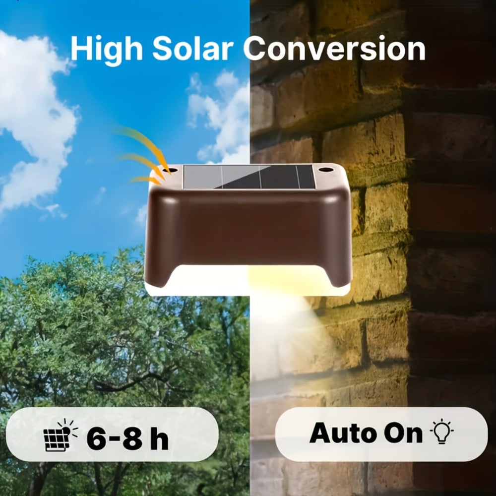 Solar Deck Lights Outdoor Waterproof Auto On Off – Warm White LED Step Stair Fence Lights 800mAh 12-Hour Runtime for Patio Balcony Yard Driveway Garden Black White Brown 8 16 32 Pack