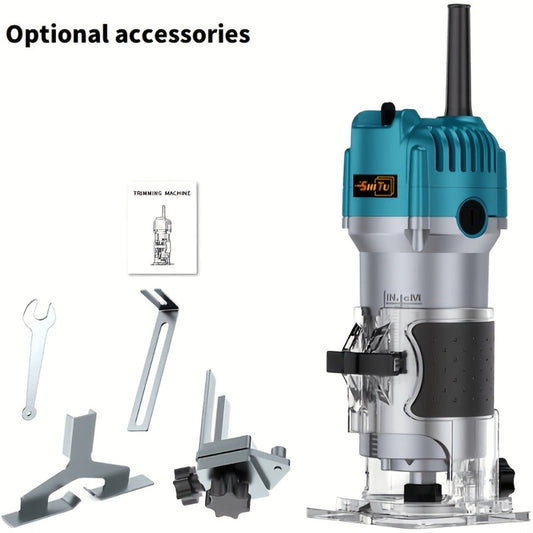 Electric Wood Router Trimmer for Edge Finishing, Chamfering and Grooves, Multiple Configurations