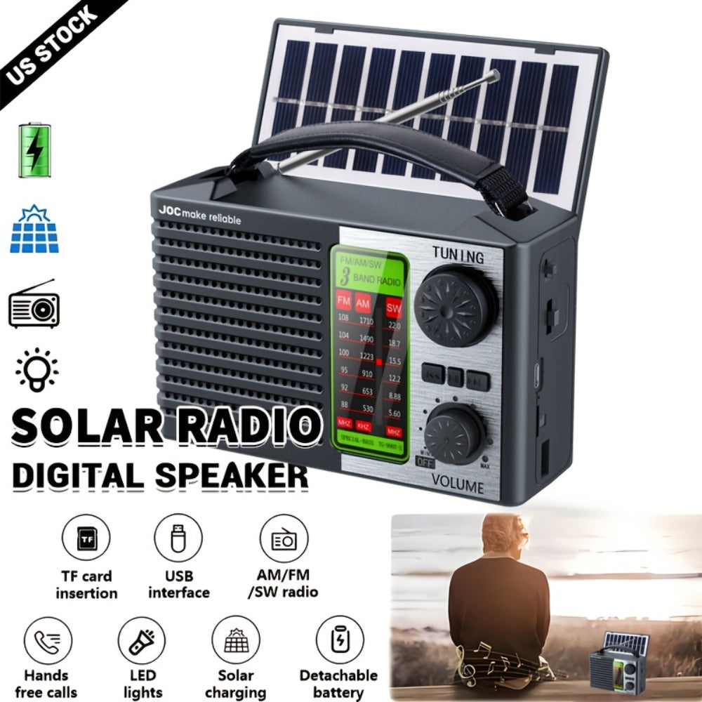 Portable Retro Radio Speaker with MP3 Player Rechargeable Battery Emergency Weather Radio for Outdoor Camping RV Smartphone Compatible Power Outage Survival