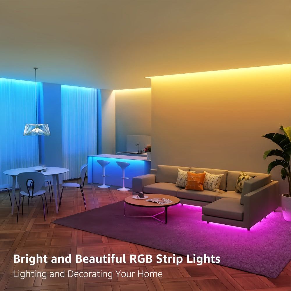 LED Strip Lights RGB 50ft 100ft – Smart Color Changing Light Strip Remote Control Stepless Dimming Music Sync for Bedroom TV Backlight Living Room Stairs Party Christmas Halloween Decor