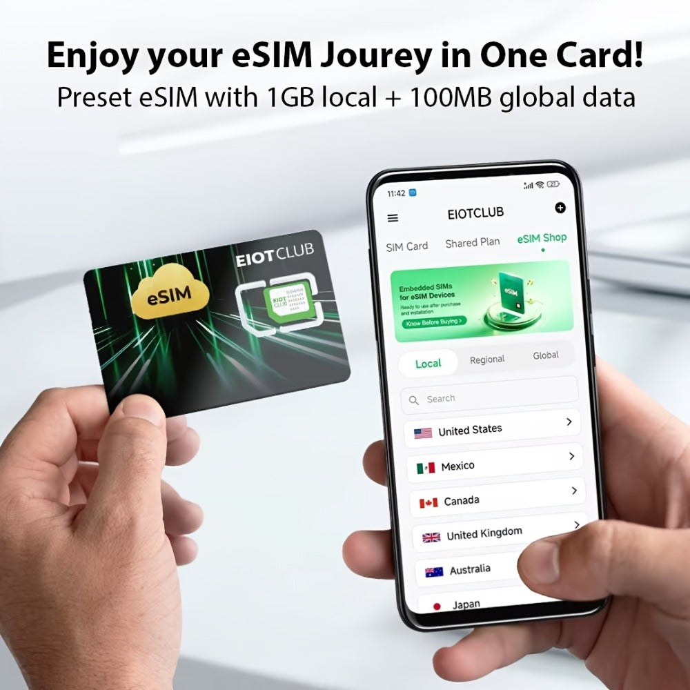 Global Travel eSIM Card EIOTCLUB Unlimited Downloads Store 8 Profiles – Works in Europe USA Japan China & 100+ Countries No Roaming Fees, Compatible with Android iPhone & GL.iNet Routers