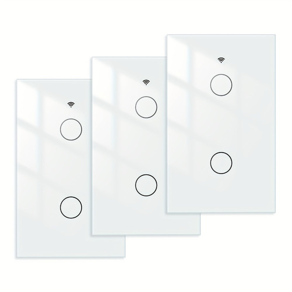 No Neutral Wire Smart Touch Wall Switch MOES WiFi 1/2/3 Gang Single Fire, Works with Alexa & Google Home, App Remote Control, 2.4GHz 110V White – 2 Pack 3 Pack Smart Light Switch
