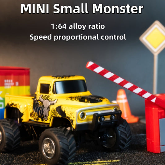 RC Monster Truck 1:64 Scale Alloy Shell with LED Lights | Multi-Control Modes, Adjustable Speed & Steering | Mini Off-Road Toy Car for Kids Adults
