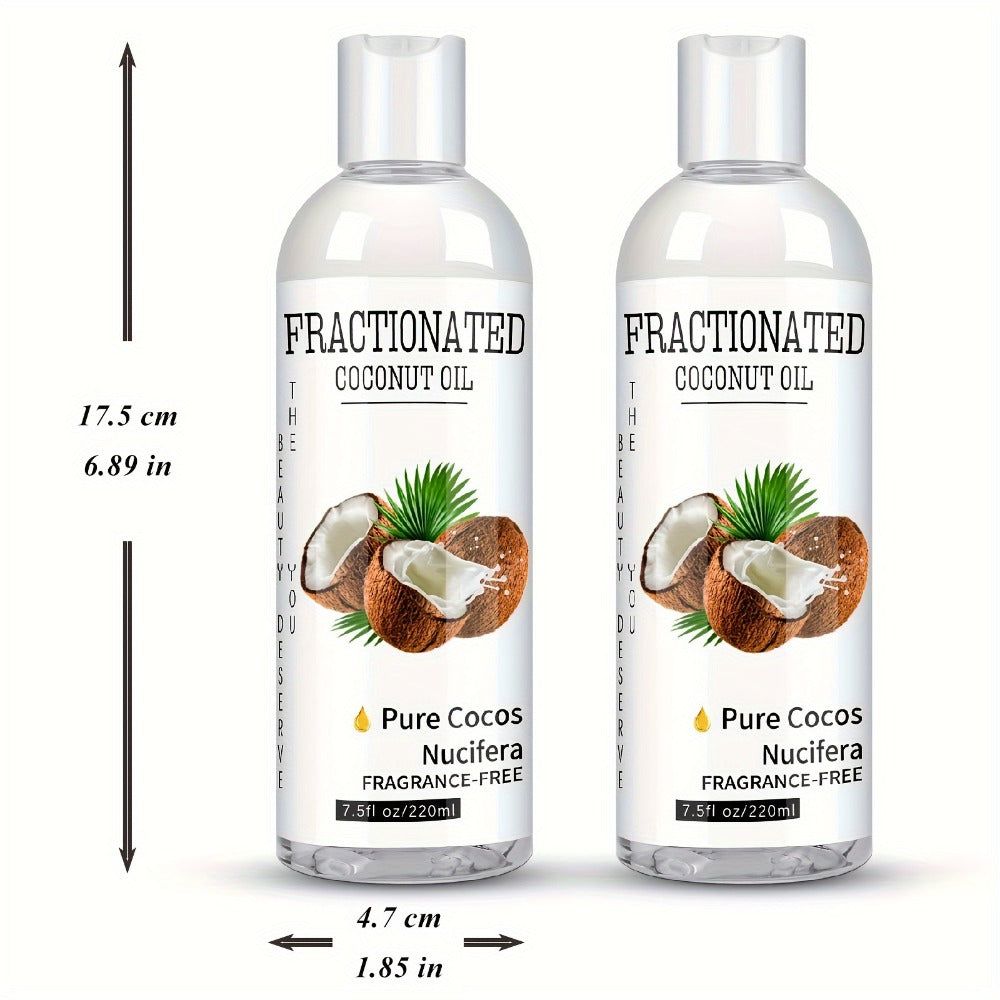 Fractionated Coconut Oil 2-Pack 7.5 fl oz Each — 100% Pure Carrier Oil for Massage, Hair & Body, Lightweight Moisturizing Body Oil, Vegan Fragrance-Free Formula, All Skin Types, Unisex Skincare