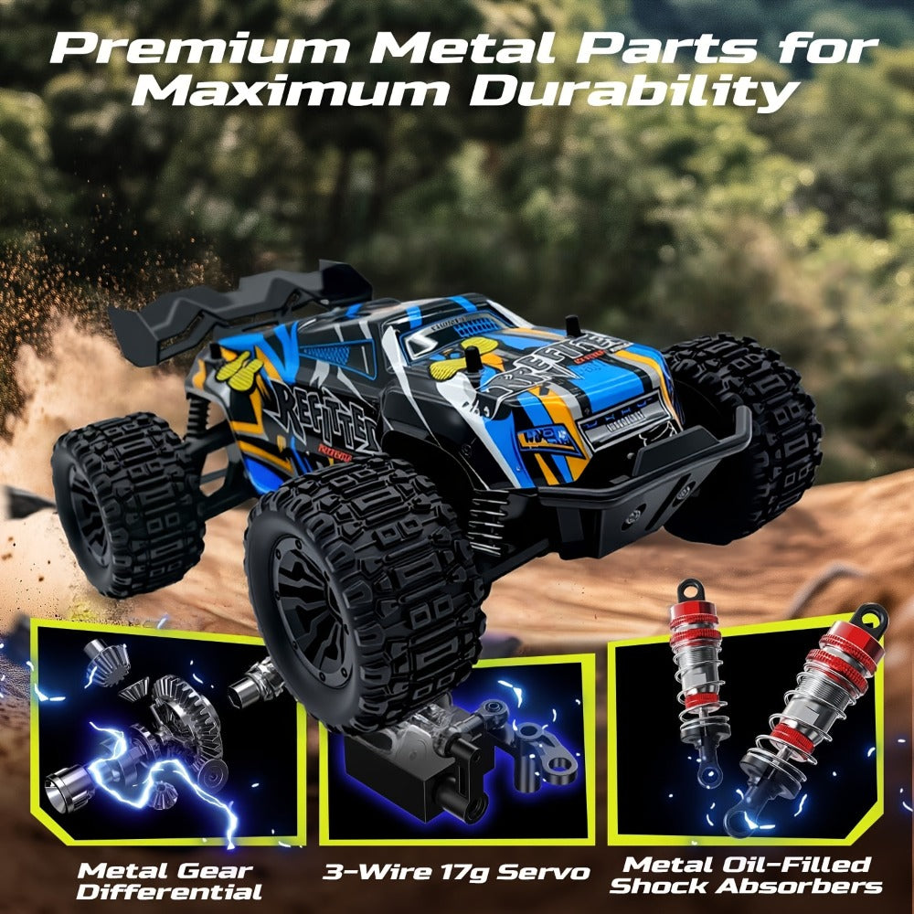 RC Off-Road Car 1:18 Scale 4WD, 35+ KM/H Hobby Grade 2.4GHz Remote Control Truck, Blue or Red