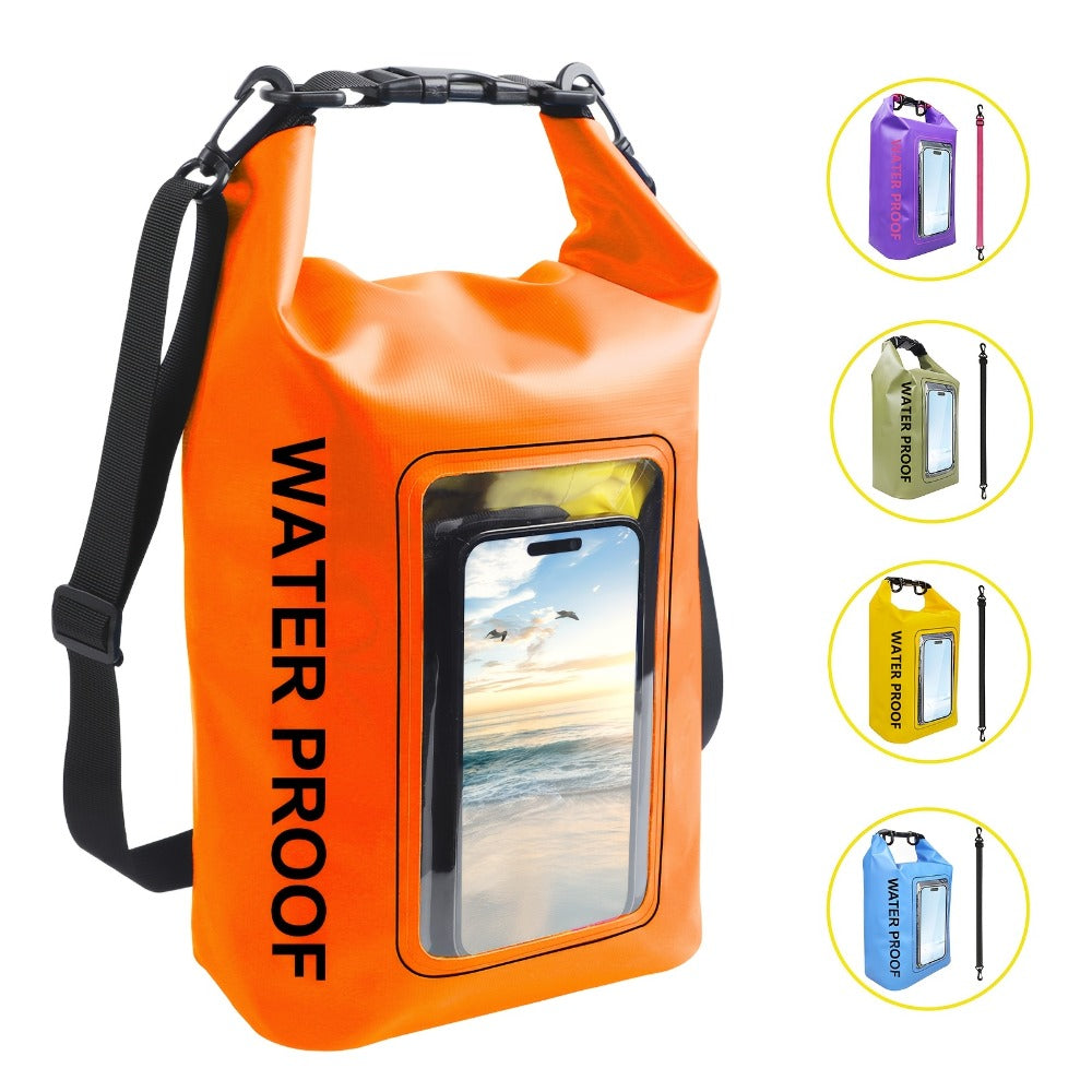 Waterproof Dry Bag Backpack with Touchscreen Phone Window & Roll Top Closure – Lightweight Dry Storage Bag for Men Women | 1.32 2.64 5.28 7.93 10.57 Gal | Travel Swimming Kayaking Camping Beach Boating