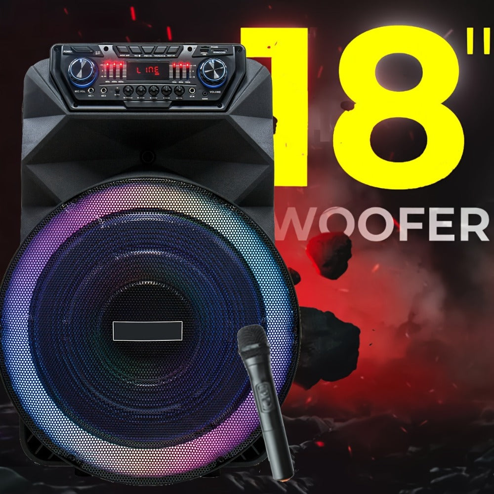 8-Inch Subwoofer Party Speaker 1000W Portable Rechargeable Wireless Bluetooth | Heavy Bass, FM Radio, LED Lights, Remote Control, Built-in Mic, AUX/USB/TF – Outdoor & Indoor Karaoke Boombox