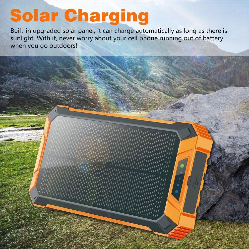 Solar Power Bank 40000mAh with Built-in 4 Cables & 15W Wireless Charging – 6 Outputs 3 Inputs Dual LED Flashlight Portable Charger for iPhone Android Tablets Camping Travel Emergency