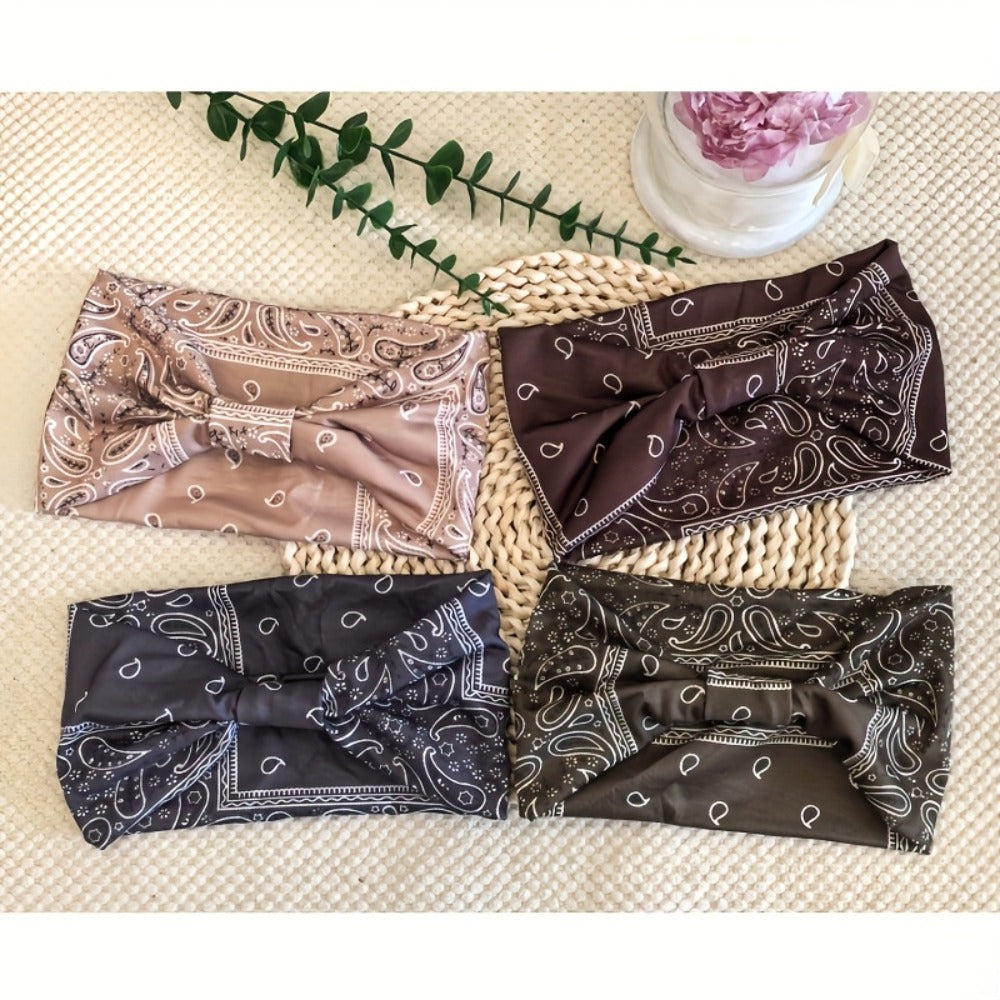 Floral Turban Headbands for Women 8 Pack Non-Slip Elastic Boho Knotted Wide Hair Wrap for Sports Yoga Running Workout Sweatband Moisture Wicking Fashion Hair Accessories Gift Set