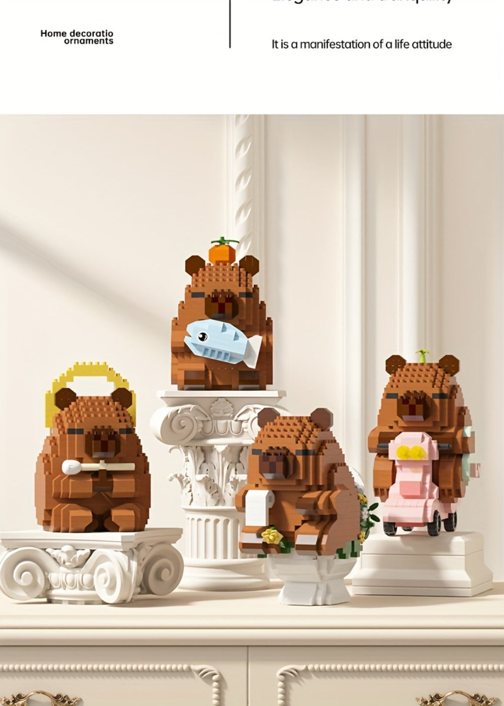 Capybara Micro Brick Scene Building Set with 4 Design Options