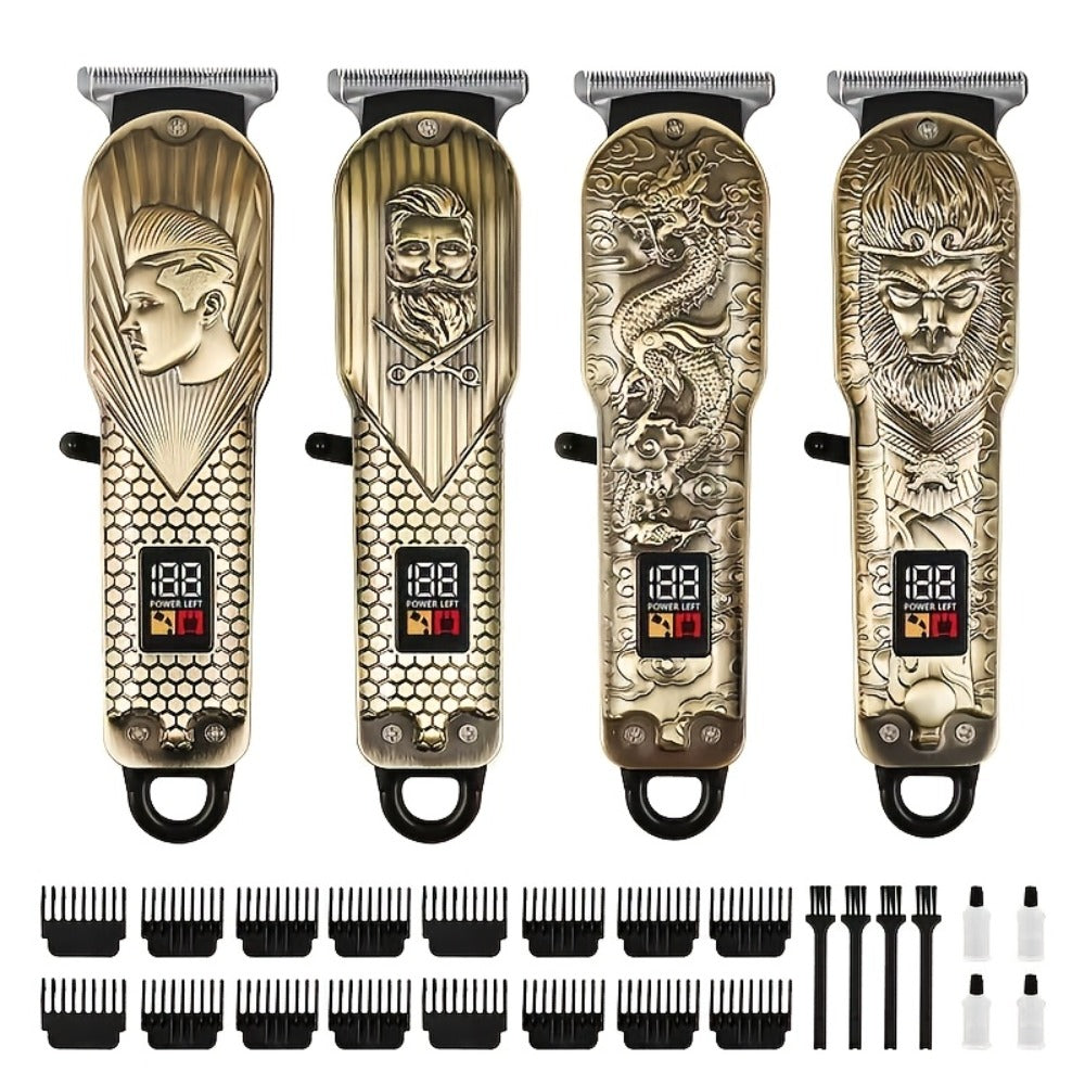 Professional Hair Clipper Set 9-Piece JH702 Electric Trimmer with Fashion Belt & Digital Display for Men & Women - Rechargeable Salon-Grade Grooming Kit Home Barber Gift