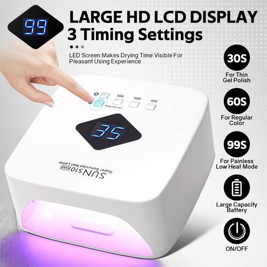 Rechargeable LED Nail Lamp with 30 LEDs, Dual Wavelengths and Three Timers