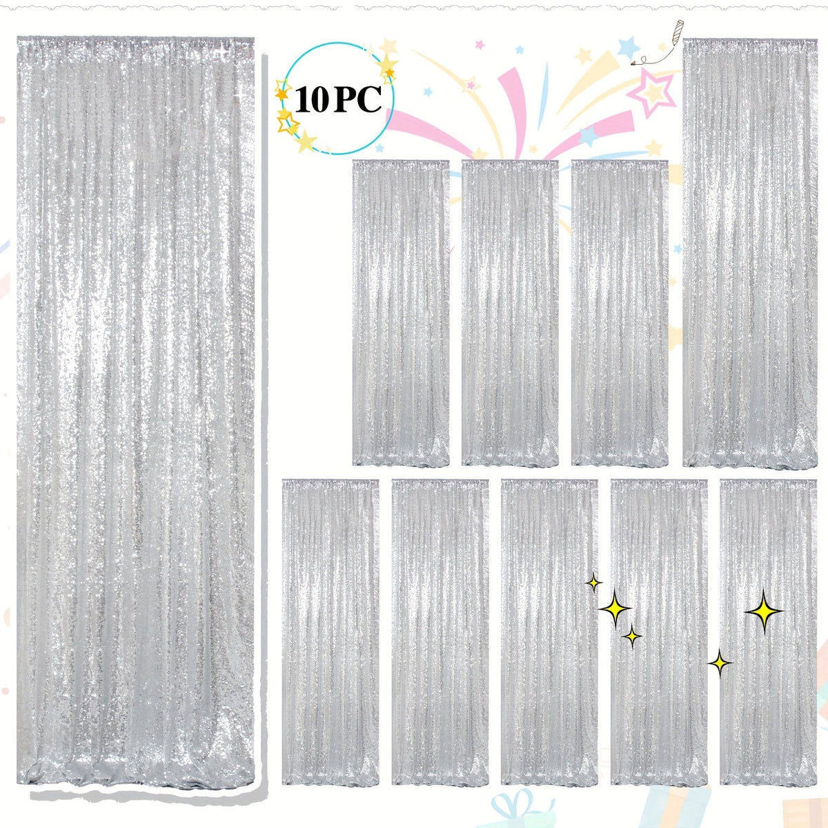 Sequin Backdrop Curtains 2FTx8FT Glitter Photography Background Panels for Party Wedding Birthday Stage Decoration Gold Yellow Shimmer Curtain Set 4 6 10 Panels Available