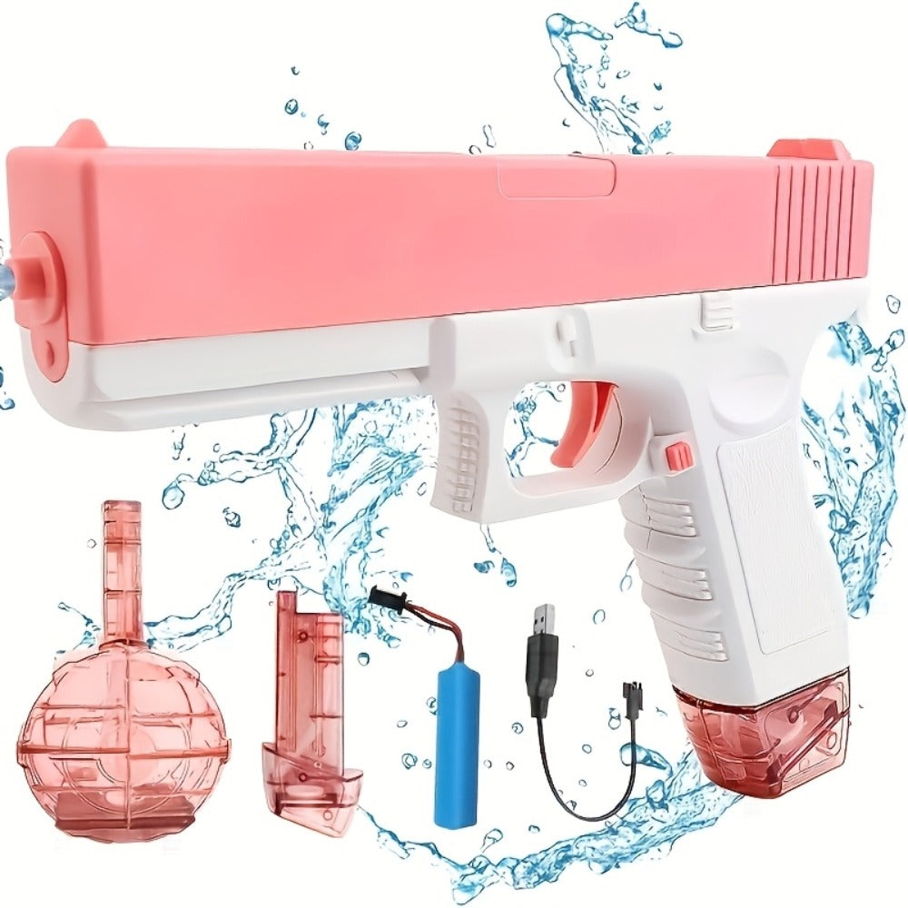 Dual-Magazine Automatic Water Gun in Blue or Pink for Outdoor Play