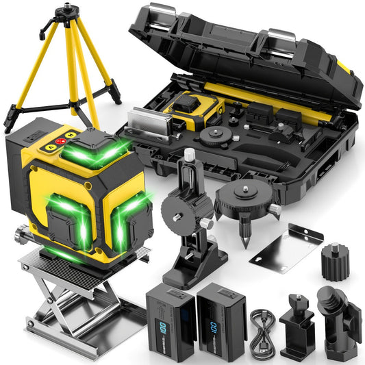 4D Laser Level with 16-Line 360° Self-Leveling Projection, Five Kit Options