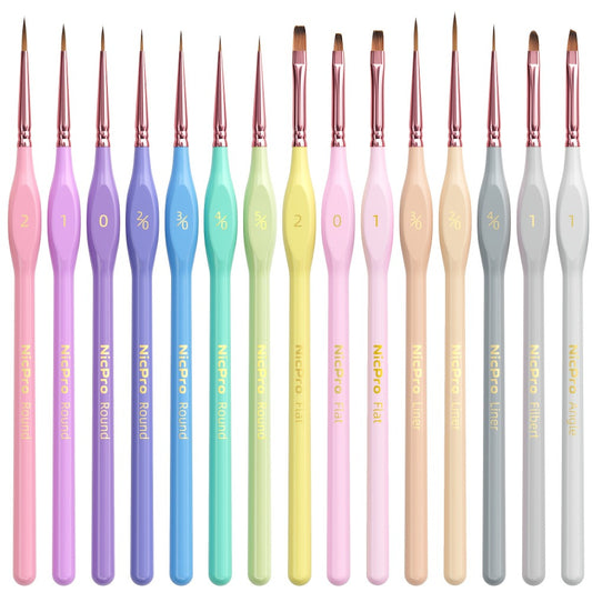 Miniature Paint Brush Set, 15 Piece with Case, Ergonomic Triangular Handle Detail Brushes
