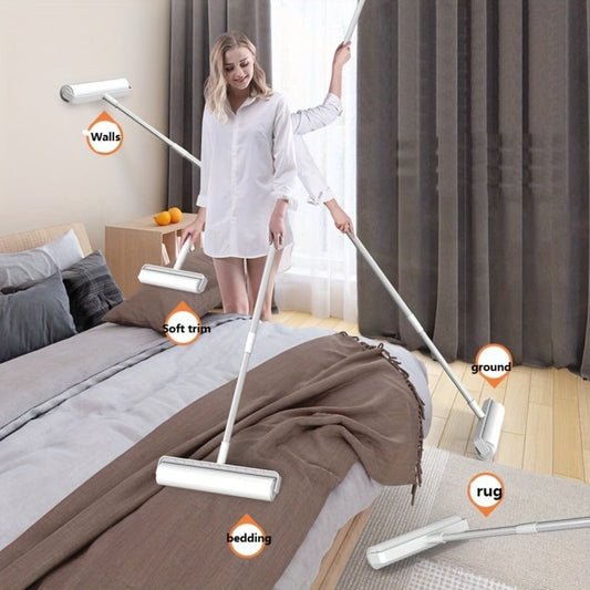 Pet Hair Removal Mop Set with Extendable Handle and 3 Cleaning Rolls