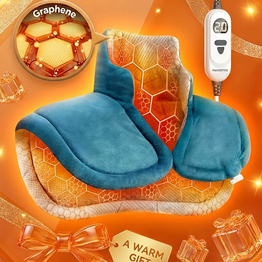 Heating Pad for Neck & Shoulders – 130W Graphene Weighted Electric Pad, 6 Heat Settings, 4 Timers, Auto Shut-Off, Machine Washable