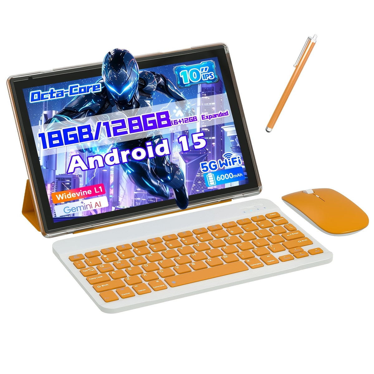 Android 15 Tablet 10 Inch, 12GB+6GB RAM 128GB ROM 1TB Expandable Storage, RK3562 Quad-Core, Dual Band 2.4G/5G WiFi, IPS Touch Screen, Long Battery Life - Fast Performance Pad for Work & Entertainment