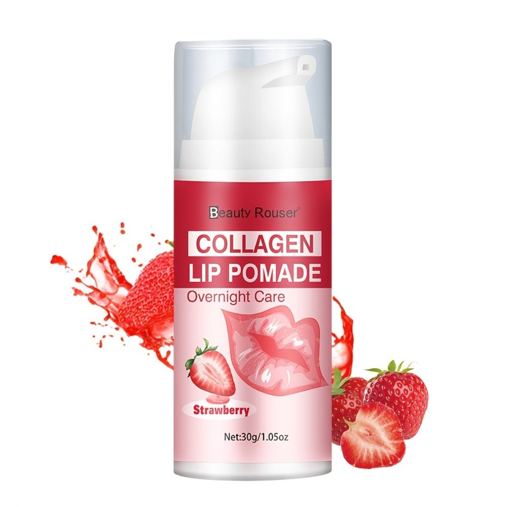Lip Pomade Collagen 30g Moisturizing Plumping Lip Essence — Deep Hydration Day & Night Lip Care Nourishes Repairs Dry Chapped Lips Long-Lasting Clear Glossy Finish All Skin Types