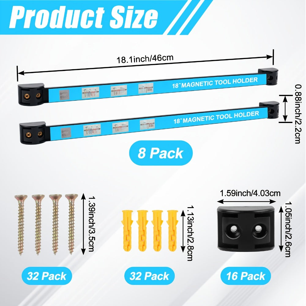 Magnetic Tool Bar Wall Mount Tool Holder 12/18 Inch – Heavy Duty Iron Magnetic Knife Strip & Tool Rack for Kitchen, Workshop & Garage | Wall Mounted Tool Organizer for Knives, Chisels & Hardware Tools