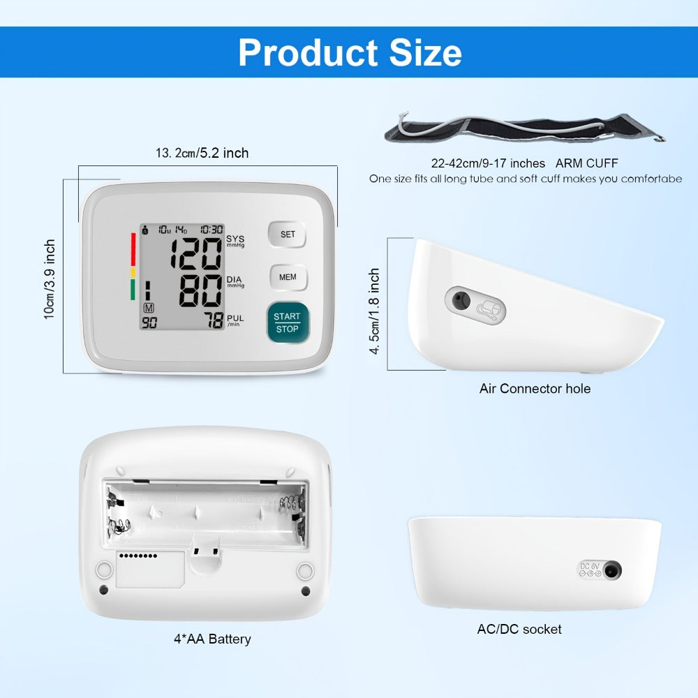 Blood Pressure Monitor Upper Arm - ALPHAMED U80E Automatic Digital Sphygmomanometer with Adjustable Cuff 8.7-17 Inch, 2×90 Group Memory, Large Display for Home Use, Battery Operated