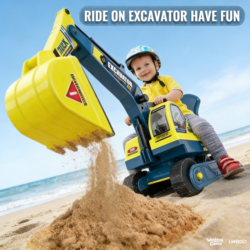 Ride-On Excavator Toy with Working Scoop for Beach and Sandbox Play