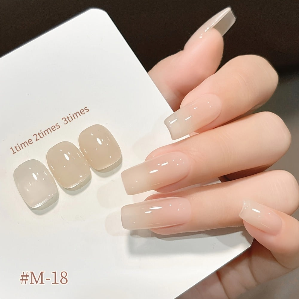 Jelly Gel Nail Polish Set 6 Colors Glass Nail Look Translucent Buildable Coverage 0.51oz Each - Semi-Permanent Soak-Off UV LED High-Gloss Salon Finish Nail Art Kit for Women Shades M14 M16 M17 M18 M19 M20