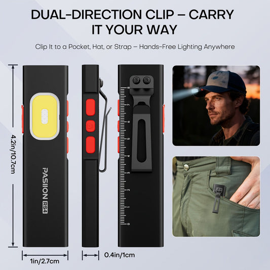 Rechargeable EDC Flashlight with UV, Infrared, COB Light & Magnetic Tail