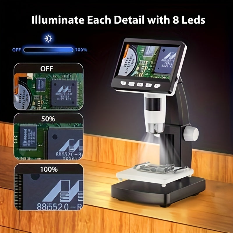 4.3 Inch Screen Digital Microscope 1000X Magnification – INSKAM Ultra Clear LCD Coin Microscope for Biological Observation, Insect, Plant, Industrial Inspection, Knitwear Testing & Educational Research