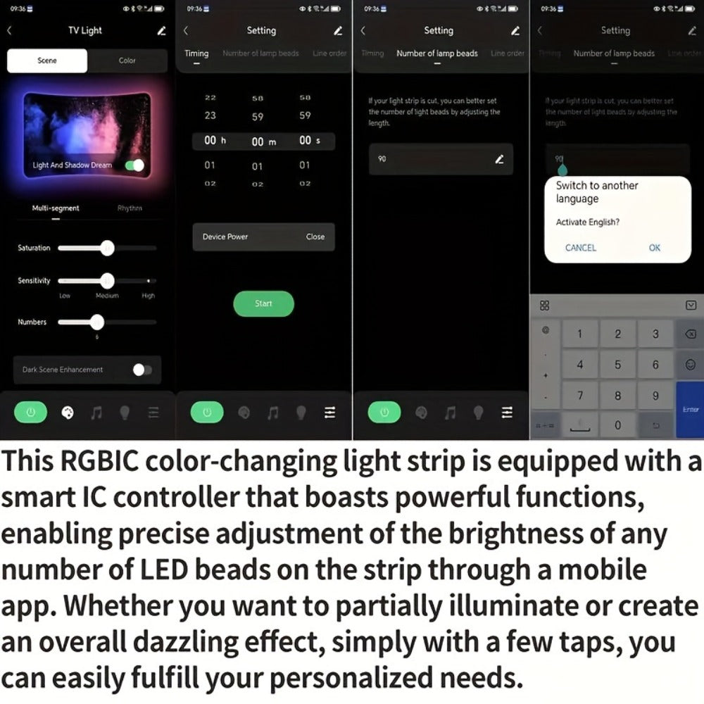 TV LED Backlight Strip with AR Screen Sync - RGB Smart Ambient Light for 35-80 Inch TVs & Monitors, Music Sync, App Control, Immersive Bias Lighting for Gaming Room & Home Theater